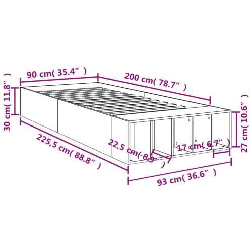 Okvir kreveta boja betona 90x200 cm od konstruiranog drva - Beton siva 90 x 200 cm Cijena