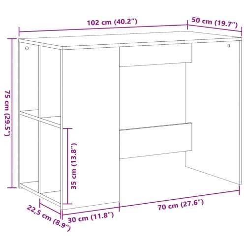 Radni stol boja smeđeg hrasta 102x50x75 cm konstruirano drvo Smeđi hrast Cijena