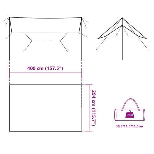 Cerada za kampiranje plava 400 x 294 cm vodootporna - Plava 400 x 294 cm taft 1 Cijena
