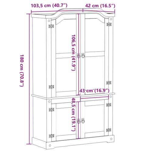 Vitrina sa staklom Corona 103,5 x 42 x 180 cm masivna borovina Cijena