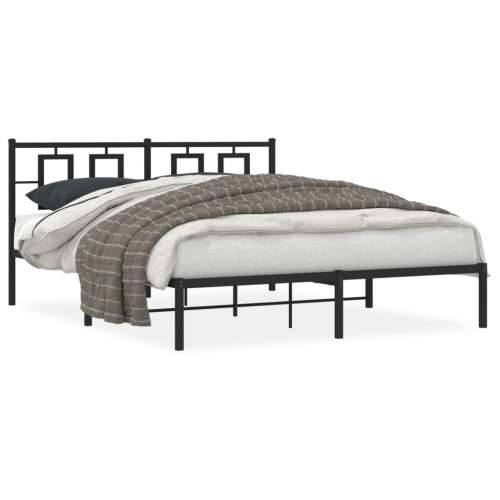 Metalni okvir za krevet s uzglavljem crni 150x200 cm - Crna 150 x 200 cm s uzglavljem Cijena
