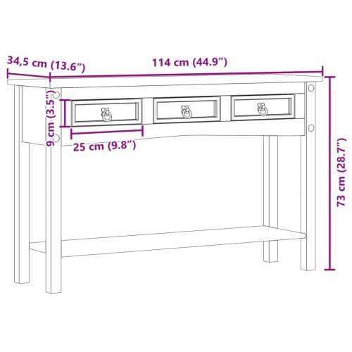 Konzolni stol Corona 114 x 34,5 x 73 cm od masivne borovine Cijena