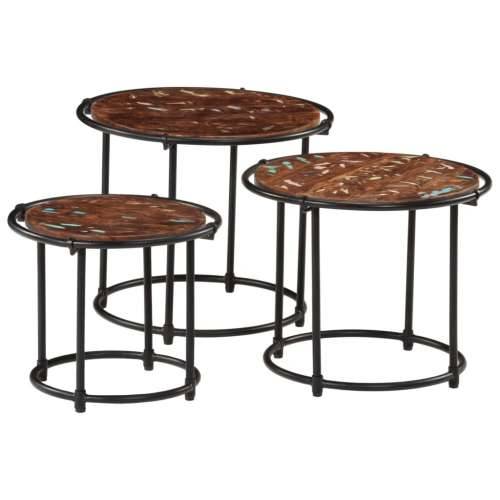 Uklapajući stolići 3 kom od masivnog obnovljenog drva - 1 solid wood reclaimed Cijena