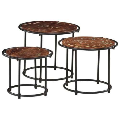 Uklapajući stolići 3 kom od masivnog obnovljenog drva - 1 solid wood reclaimed Cijena