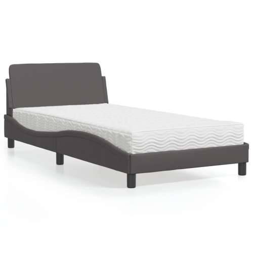 Krevet s madracem sivi 100 x 200 cm od umjetne kože - Siva 100 x 200 cm Cijena