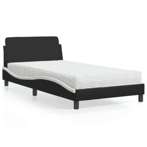 Krevet s madracem crno-bijeli 100 x 200 cm od umjetne kože - Crno-bijelo 100 x 200 cm Cijena