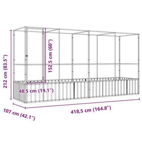 Kavez za ptice s produžetkom srebrni 418,5x107x212 cm čelični - 418.5 x 107 x 212 cm Cijena