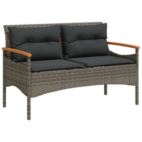 Vrtna klupa s jastucima 116 x 62,5 x 74 cm siva od poliratana - Siva 1 2 Cijena