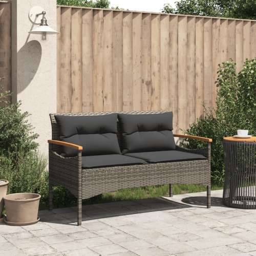 Vrtna klupa s jastucima 116 x 62,5 x 74 cm siva od poliratana - Siva 1 2 Cijena