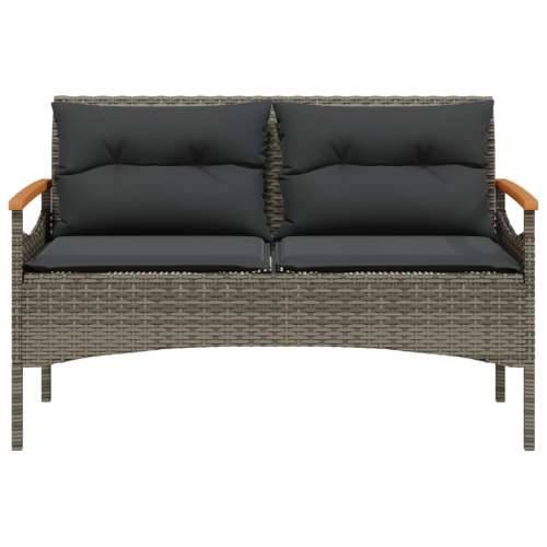 Vrtna klupa s jastucima 116 x 62,5 x 74 cm siva od poliratana - Siva 1 2 Cijena