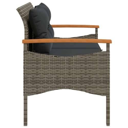 Vrtna klupa s jastucima 116 x 62,5 x 74 cm siva od poliratana - Siva 1 2 Cijena