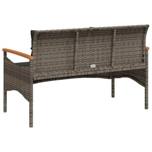Vrtna klupa s jastucima 116 x 62,5 x 74 cm siva od poliratana - Siva 1 2 Cijena