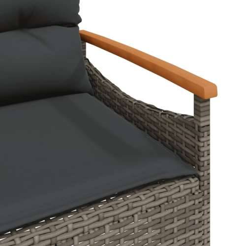 Vrtna klupa s jastucima 116 x 62,5 x 74 cm siva od poliratana - Siva 1 2 Cijena