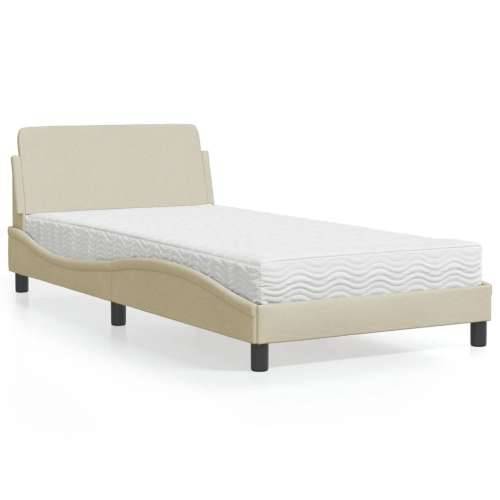 Krevet s madracem krem 100 x 200 cm od tkanine - Krema 100 x 200 cm Cijena