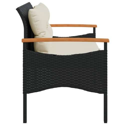 Vrtna klupa s jastucima 116 x 62,5 x 74 cm crna od poliratana - Crna 1 2 Cijena