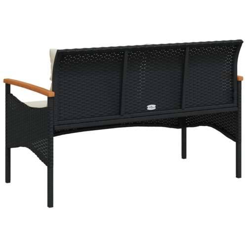 Vrtna klupa s jastucima 116 x 62,5 x 74 cm crna od poliratana - Crna 1 2 Cijena