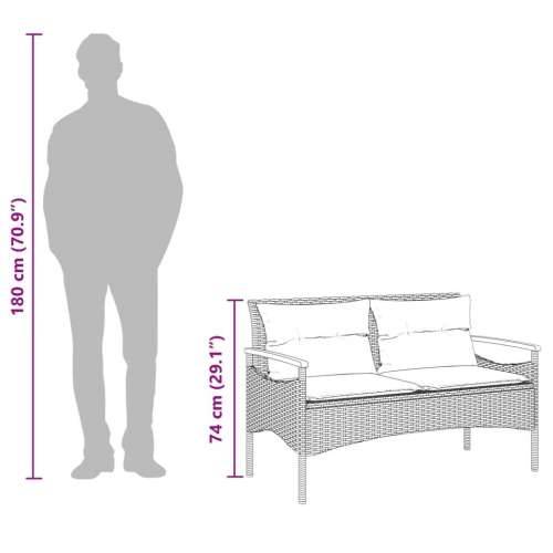Vrtna klupa s jastucima 116 x 62,5 x 74 cm crna od poliratana - Crna 1 2 Cijena