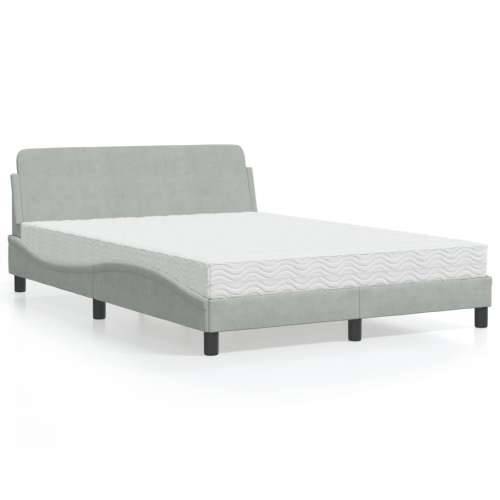 Krevet s madracem svjetlosivi 140x190 cm baršunasti - Svjetlosiva 140 x 190 cm Cijena