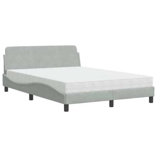 Krevet s madracem svjetlosivi 140x190 cm baršunasti - Svjetlosiva 140 x 190 cm Cijena