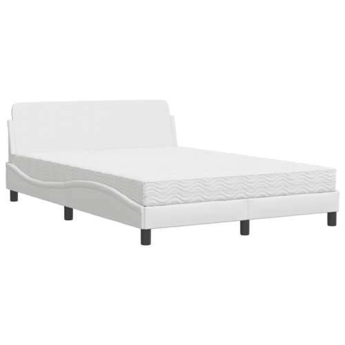 Krevet s madracem bijeli 140x190 cm od umjetne kože - Bijela 140 x 190 cm Cijena