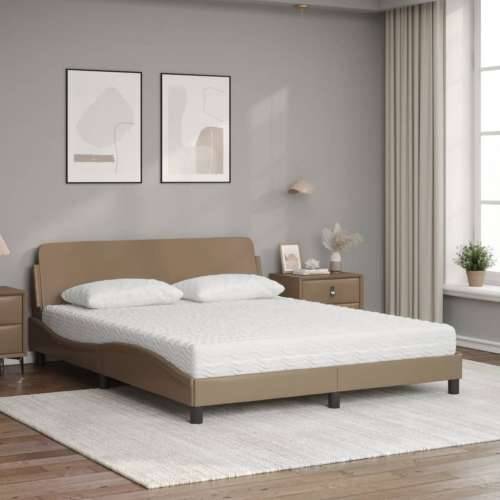 Krevet s madracem cappuccino 160x200 cm od umjetne kože - Boja cappuccina 160 x 200 cm Cijena