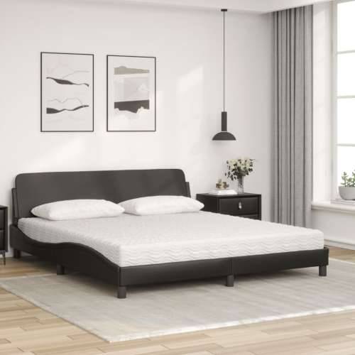 Krevet s madracem crni 180 x 200 cm od umjetne kože - Crna 180 x 200 cm Cijena