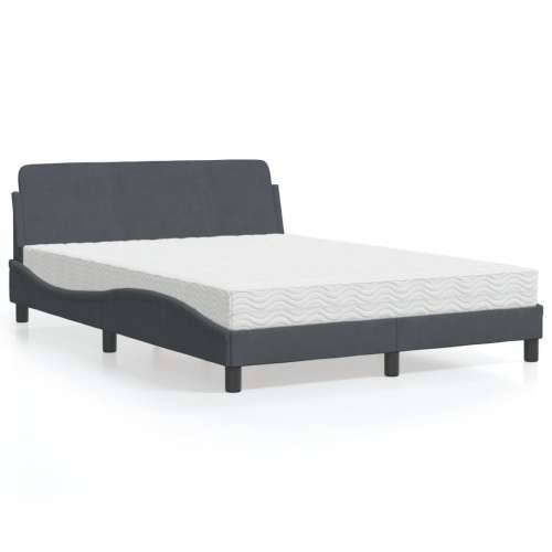 Krevet s madracem tamnosivi 140x190 cm baršunasti - Tamno siva 140 x 190 cm Cijena