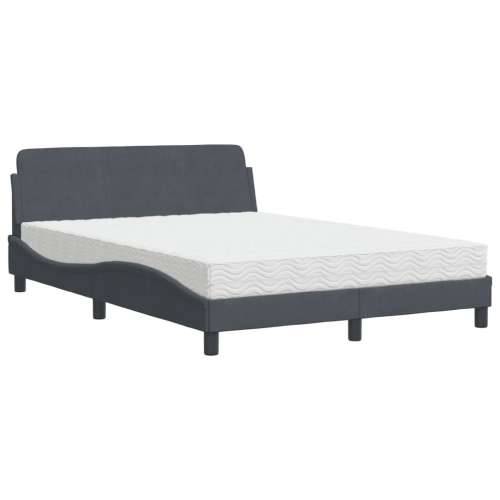 Krevet s madracem tamnosivi 140x190 cm baršunasti - Tamno siva 140 x 190 cm Cijena