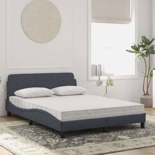 Krevet s madracem tamnosivi 140x190 cm baršunasti - Tamno siva 140 x 190 cm Cijena