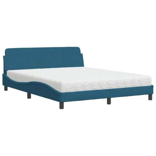 Krevet s madracem plavi 160x200 cm baršunasti - Plava 160 x 200 cm Cijena