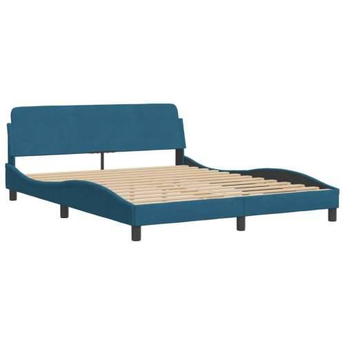 Krevet s madracem plavi 160x200 cm baršunasti - Plava 160 x 200 cm Cijena