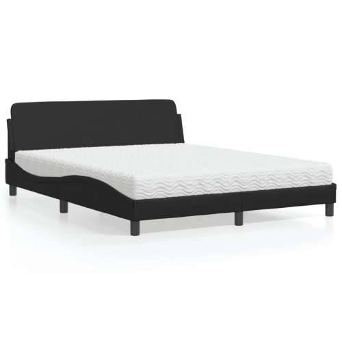 Krevet s madracem crni 160 x 200 cm od umjetne kože - Crna 160 x 200 cm Cijena