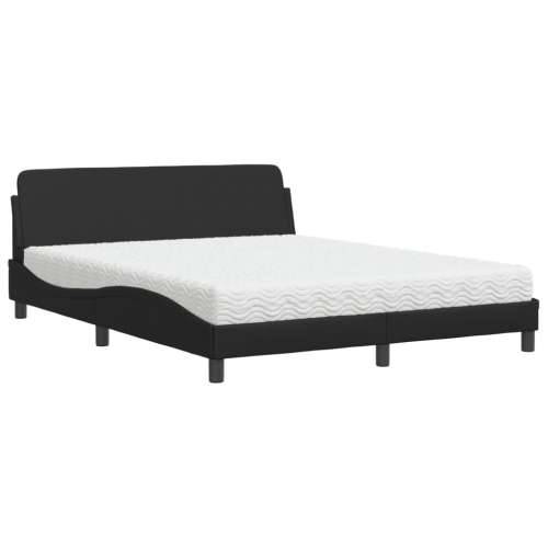 Krevet s madracem crni 160 x 200 cm od umjetne kože - Crna 160 x 200 cm Cijena