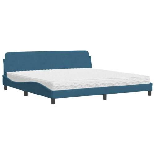 Krevet s madracem plavi 200x200 cm baršunasti - Plava 200 x 200 cm Cijena