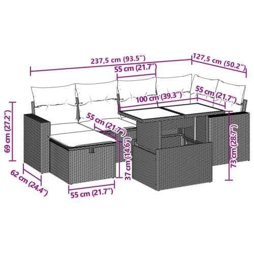 Vrtna garnitura - 7-dijelni set vrtnih sofa od poliratana s jastucima crni - Crna bez spremišta 1 Cijena