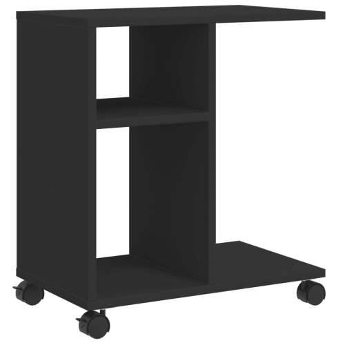 Bočni stolić s kotačima crni 50x30x55 cm konstruirano drvo - Crna 1 Cijena