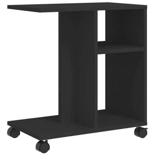 Bočni stolić s kotačima crni 50x30x55 cm konstruirano drvo - Crna 1 Cijena