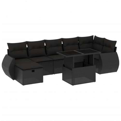Vrtna garnitura - 8-dijelni set vrtnih sofa od poliratana s jastucima crni - Crna bez spremišta 1 Cijena