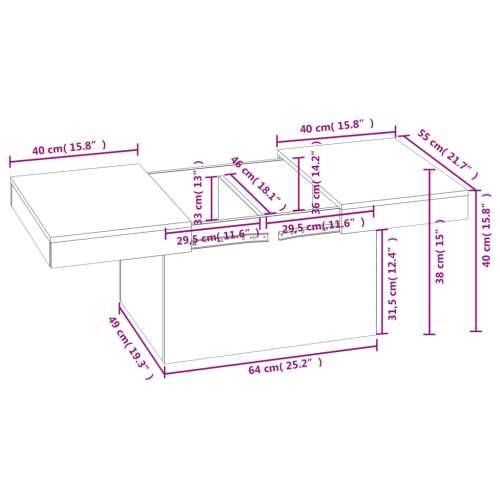 Stolić za kavu Smeđa hrasta 80x55x40 cm konstruirano drvo - Smeđi hrast 1 80 cm Cijena