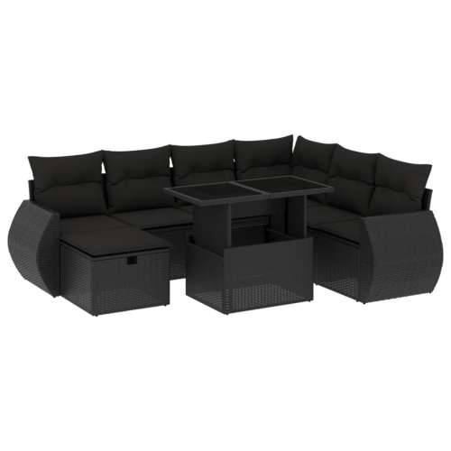 Vrtna garnitura - 8-dijelni set vrtnih sofa od poliratana s jastucima crni - Crna Sa stolom 1 Cijena