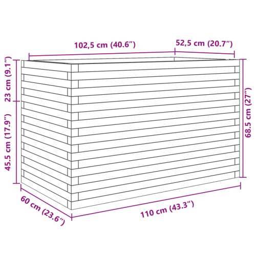 Vrtna sadilica 110x60x68,5 cm od impregnirane borovine - Prirodno impregnirano 110 x 60 x 68.5 cm 1 Cijena