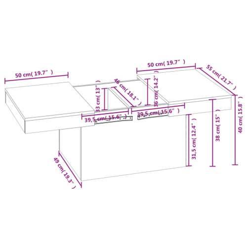Stolić za kavu boja hrasta sonome 100x55x40cm konstruirano drvo - sonoma hrast 1 100 cm Cijena