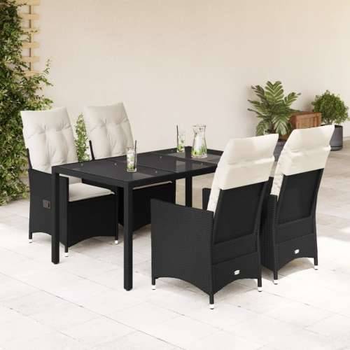 Vrtna garnitura - 5-dijelni vrtni blagovaonski set s jastucima od poliratana crni - 150 x 90 x 75 cm bez podignute noge 4 Cijena