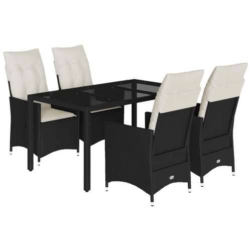 Vrtna garnitura - 5-dijelni vrtni blagovaonski set s jastucima od poliratana crni - 150 x 90 x 75 cm bez podignute noge 4 Cijena