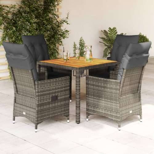 Vrtna garnitura - 5-dijelni vrtni blagovaonski set sivi od poliratana - 90 x 90 x 75 cm Bez naslona za noge 4 Cijena