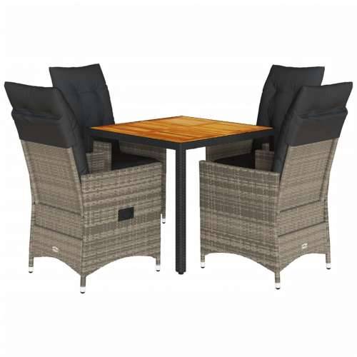 Vrtna garnitura - 5-dijelni vrtni blagovaonski set sivi od poliratana - 90 x 90 x 75 cm Bez naslona za noge 4 Cijena