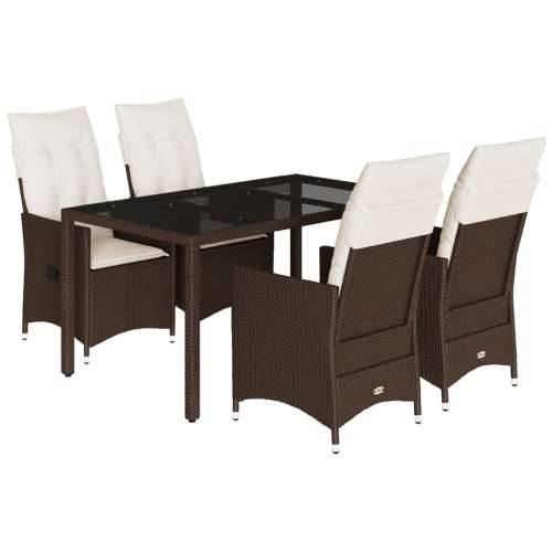 Vrtna garnitura - 5-dijelni vrtni blagovaonski set s jastucima poliratan smeđi - 150 x 90 x 75 cm bez podignute noge 4 Cijena