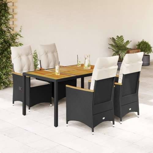 Vrtna garnitura - 5-dijelni vrtni blagovaonski set s jastucima od poliratana crni - 150 x 90 x 75 cm pe rattan 4 Cijena