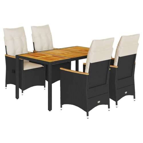 Vrtna garnitura - 5-dijelni vrtni blagovaonski set s jastucima od poliratana crni - 150 x 90 x 75 cm pe rattan 4 Cijena