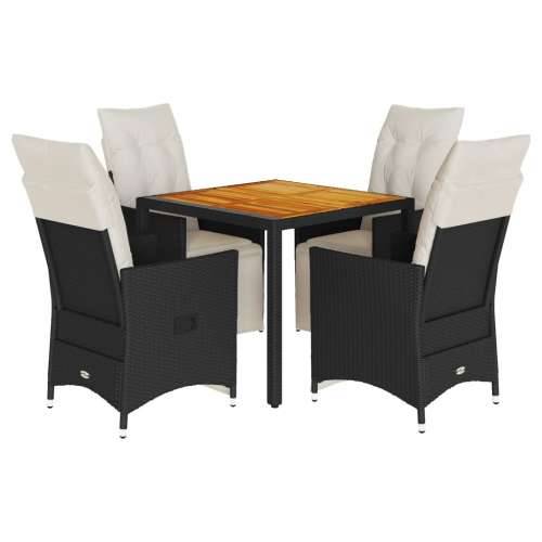 Vrtna garnitura - 5-dijelni vrtni blagovaonski set s jastucima od poliratana crni - 90 x 90 x 75 cm pe rattan 4 Cijena